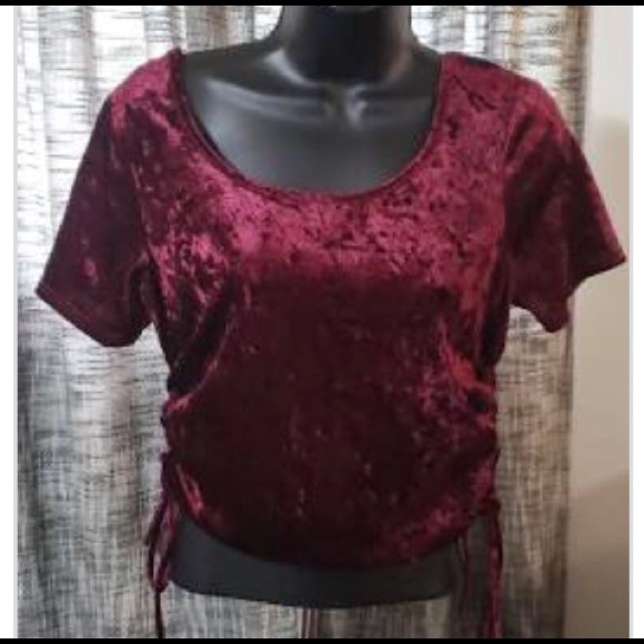 LA Hearts Red Velvet Crop Top Sz M - Picture 9 of 9